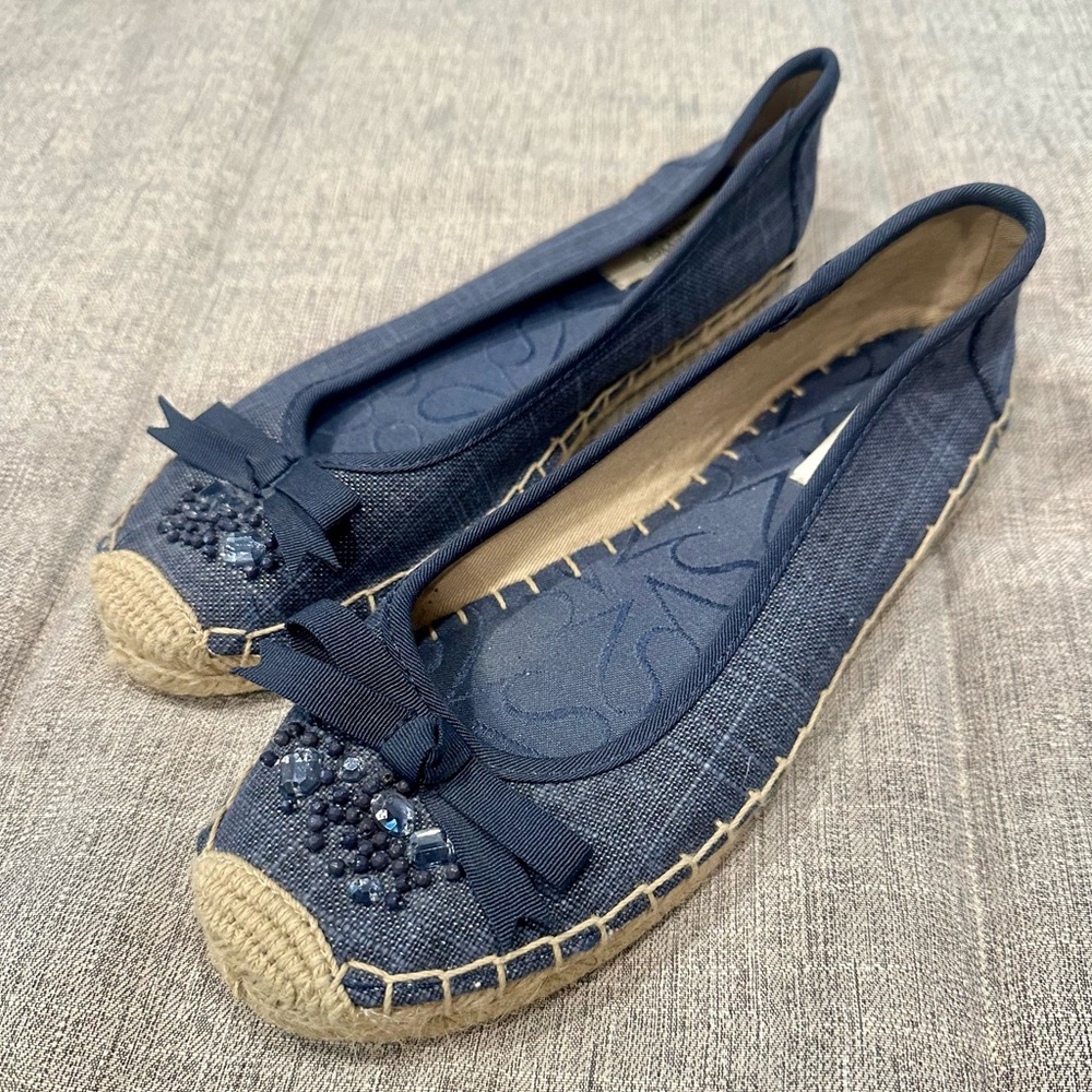Vera Wang Denim Embellished Flats
